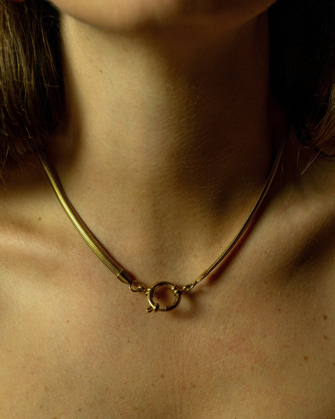 Tarnish-free gold snake chain necklace